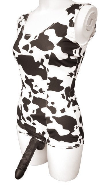 Cow Print Old-style School Swimsuit with Ring - Otokonoko 2L