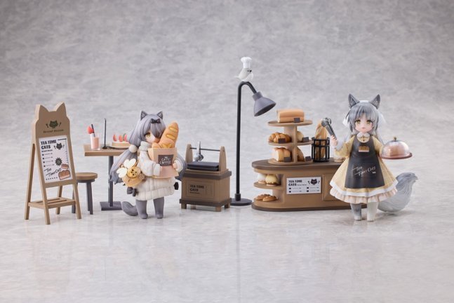 'Tea Time Cats Scene' Meow Town 'Bread House' Clerk & Customer Set Figure