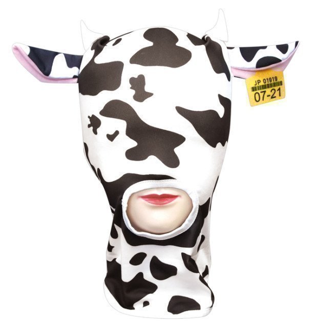 Cow Print Full Head Mask with Mouth Hole -- Ushigara Zento Mask