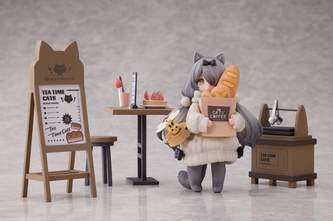 'Tea Time Cats Scene' Meow Town 'Bread House' Clerk & Customer Set Figure