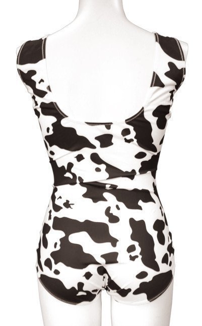 Cow Print Old-style School Swimsuit with Ring - Otokonoko 2L